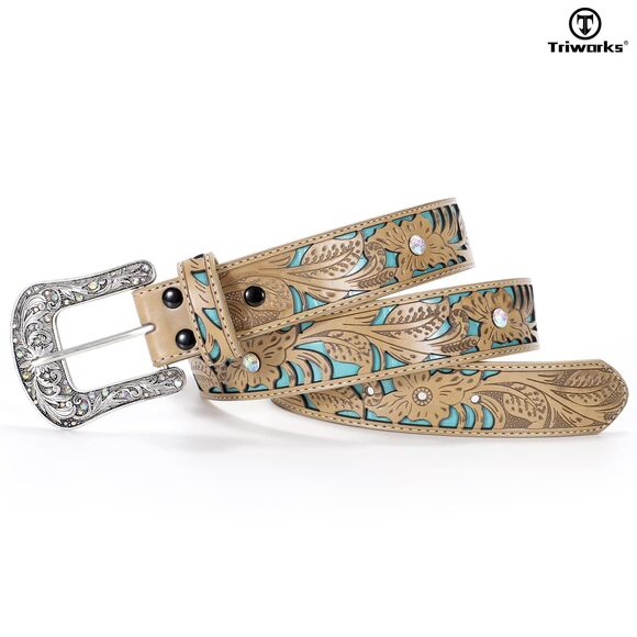 2897 Western Belt For Women Men, Cowgirl Cowboy Bling Country Turquoise main image 9